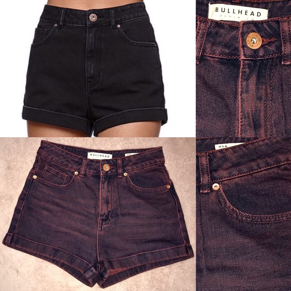 Soft BULLHEAD Mom Short || Dark Pink Acid Wash 23”